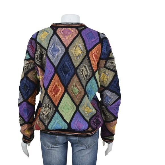 Vintage Sweater 90's Tundra Canada Knit 3D Diamond Coogie Style Large - Picture 6 of 10